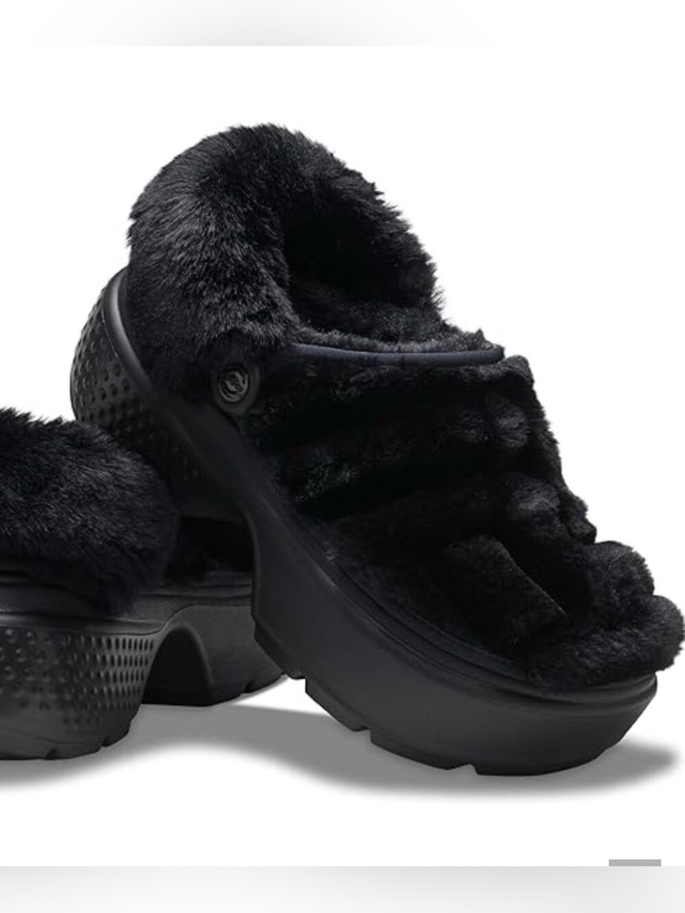Crocs STOMP Quilted Clog Faux Fur Platform Sandals Clogs Women’s Sz 10 Mens 8 - Picture 2 of 11